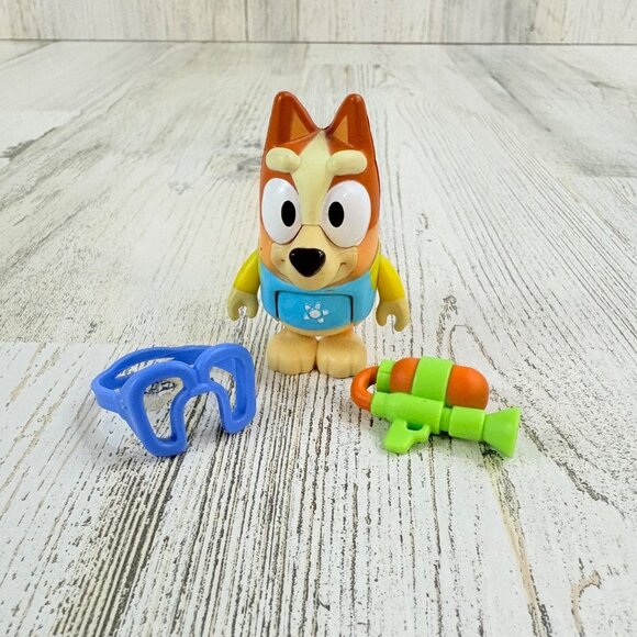 Bluey BINGO Heeler Figure Blue Goggles Squirter Swim Suit Pool Family Beach NEW - Picture 1 of 9